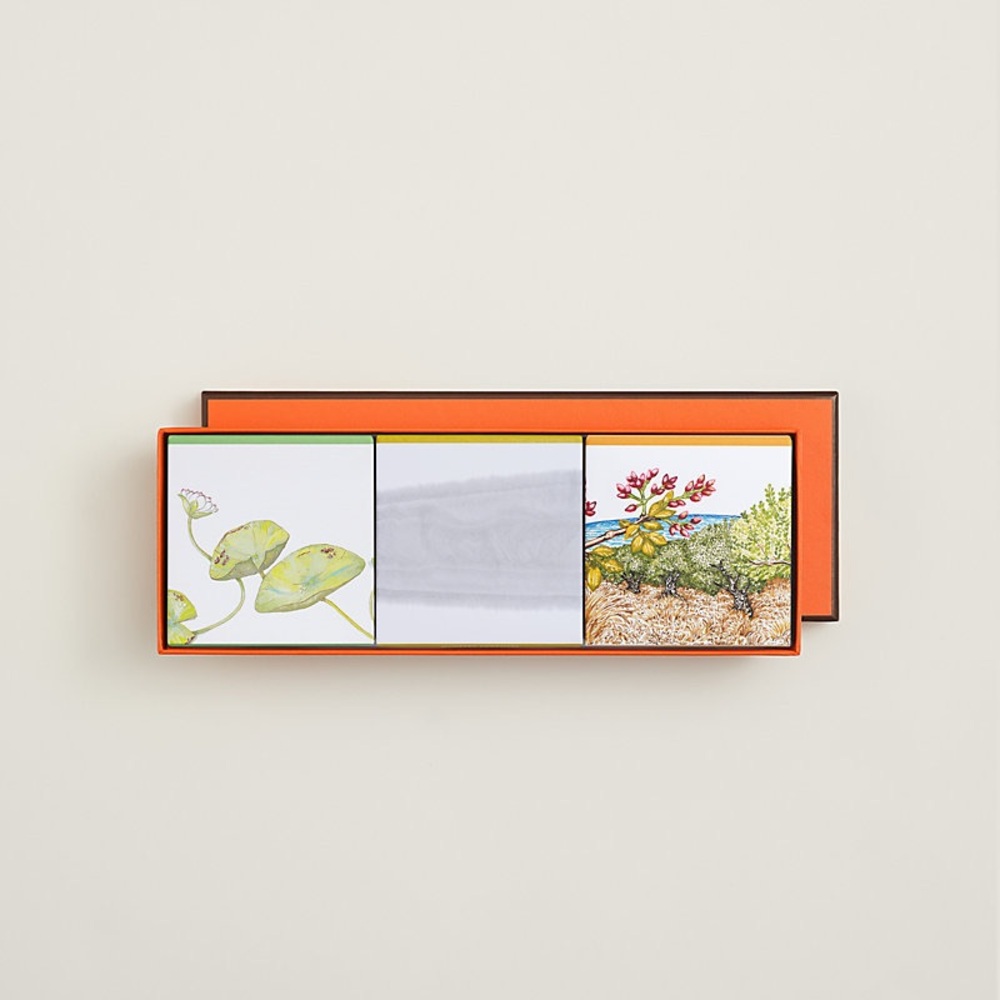 HERMES Les Jardins Soap Set • 3 Bar Gift Set • NWT Luxury Bath Body